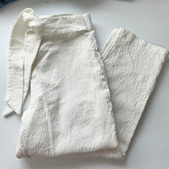 Jules & Leopold Womens Cream stretch pants with Floral Texture Belted Size S - Picture 1 of 5